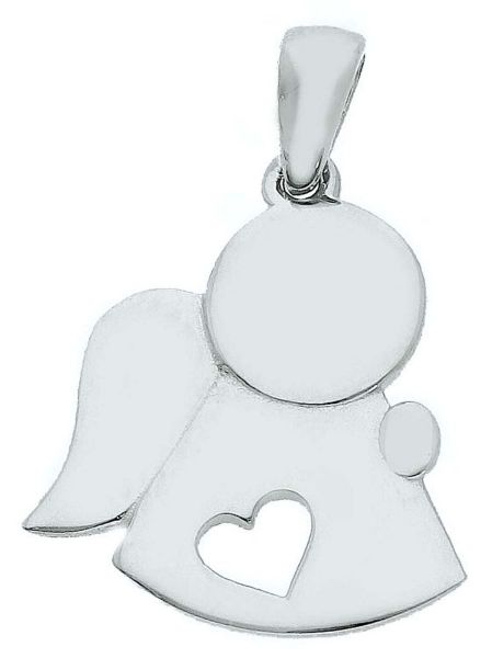 Immagine di Ciondolo Angioletto con Cuore gr 1,6 oro bianco 18k