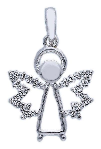 Immagine di Ciondolo Angelo Custode gr 1,55 oro bianco 18k e zirconi