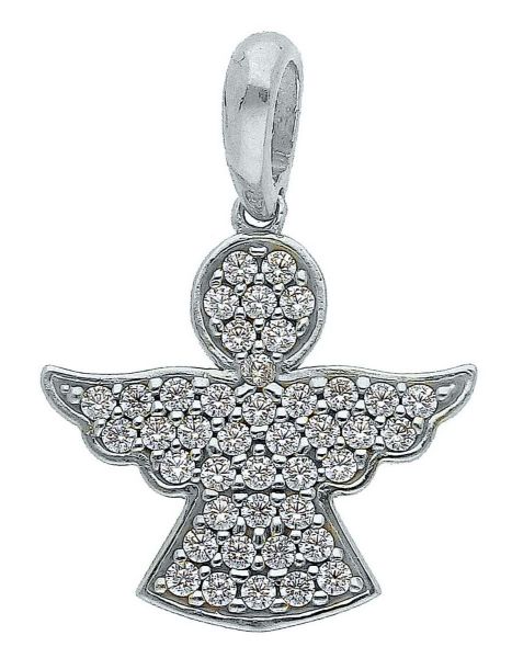 Immagine di Ciondolo Angelo Custode gr 1,8 oro bianco 18k e zirconi