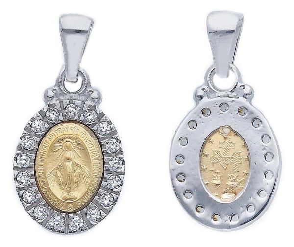 Immagine di Medaglia Miracolosa gr 2 oro giallo / bianco 18k e brillanti