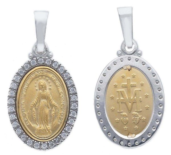 Picture of Miraculous Medal gr 3,9 yellow / white gold 18k, cubic zirconia