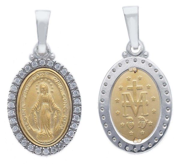 Picture of Miraculous Medal gr 6 yellow / white gold 18k, cubic zirconia