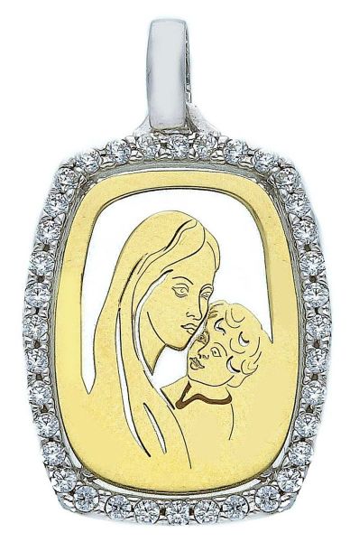 Picture of Virgin Mary Pendant gr 1,85 yellow / white gold 18k, zircons