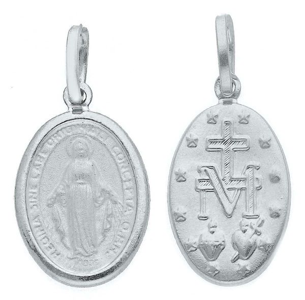 Immagine di Regina sine labe originali concepta o.p.n. Medaglia Miracolosa gr 1,3 oro bianco