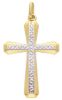 Imagen de Cruz doble decorada gr 0,8 oro blanco / amarillo 9kt