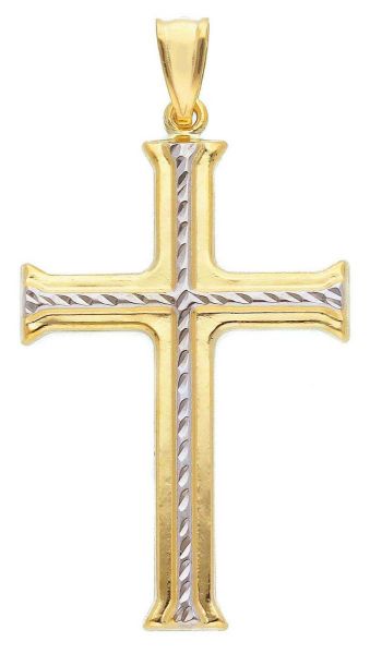 Picture of Double Byzantine Cross Pendant gr 1,3 yellow / white gold 9k