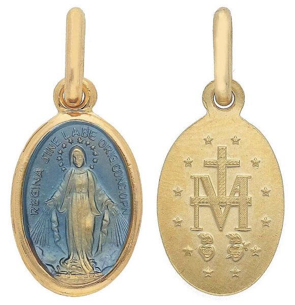 Immagine di Medaglia Miracolosa gr 1,3 oro giallo 18k e smalto blu