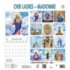 Imagen de Nuestra Señora Lourdes Fátima Guadalupe Carmelo Auxilio de Cristianos Oropa Calendario de pared 2026 cm 32x34 (12,6x13,4 in)