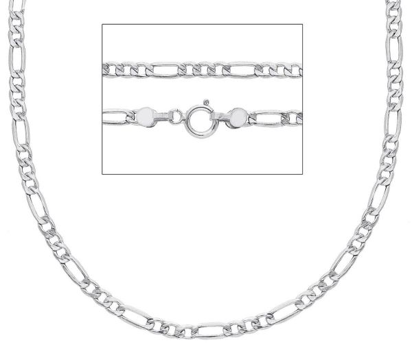 Imagen de Cadena Figaro oro blanco 18k para hombre 50 cm