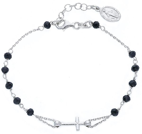 Picture of Silver 925 Rosary Bracelet for men with black stones gr 3,10