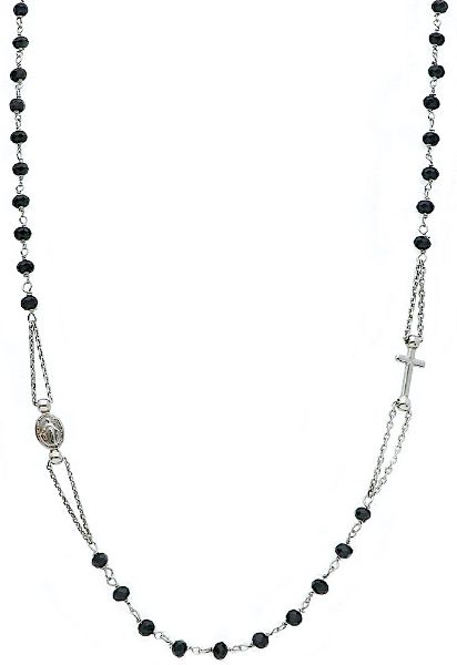 Imagen de Collar Rosario de plata 925 para mujer con piedras negras