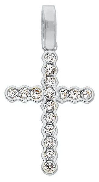 Picture of Mini Cross Pendant gr 0,6 white gold 18k, cubic zirconia