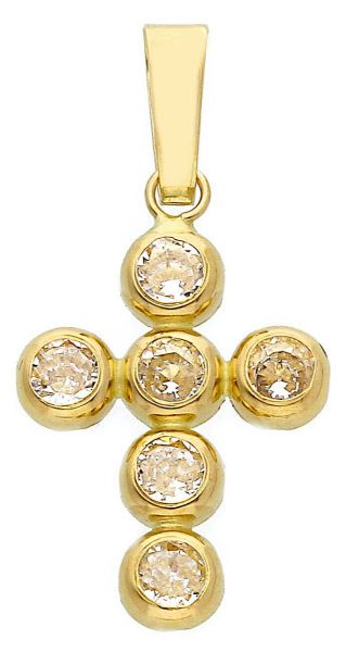 Imagen de Cruz gr 0,7 oro amarillo 18k y 6 zircones para mujer