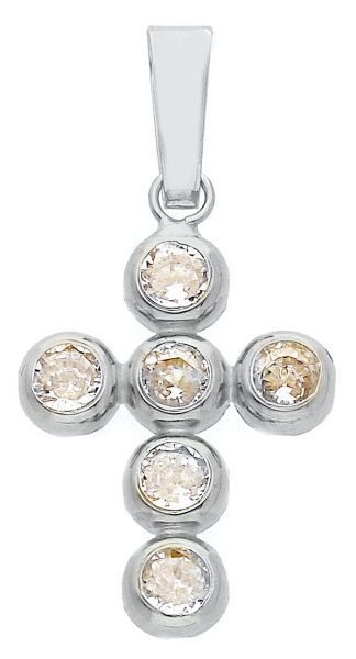Imagen de Cruz gr 0,7 oro blanco 18k y 6 zircones para mujer