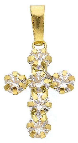 Immagine di Ciondolo Croce donna gr 0,85 oro giallo 18k e 6 zirconi