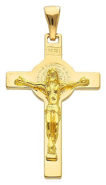 Imagen de Crucifijo de San Benito oro amarillo 18kgr 3,00