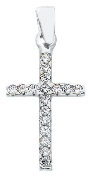 Immagine di Pendente Croce donna gr 1,05 oro bianco 18k e zirconi