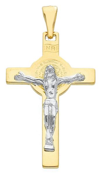 Immagine di Croce di San Benedetto gr 3 oro giallo / bianco 18k