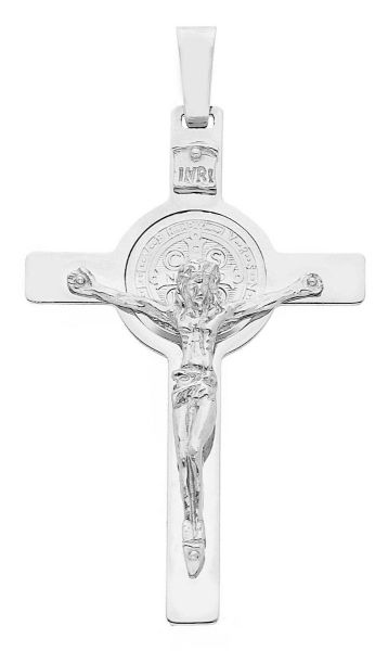 Imagen de Cruz de San Benito gr 9 oro blanco macizo 18k
