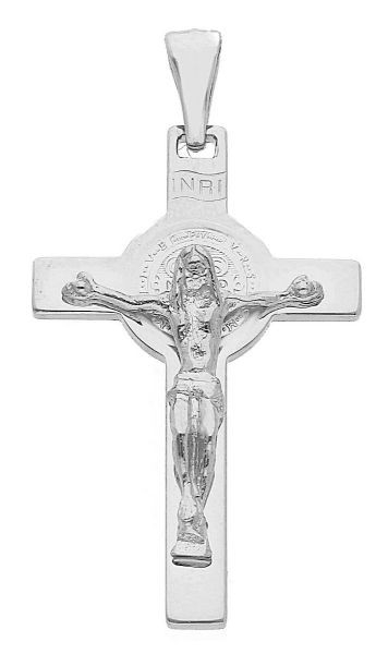 Immagine di Croce di San Benedetto oro bianco 18k gr 2,90