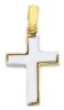 Imagen de Cruz doble gr 2,7 oro bicolor macizo 18k para hombre