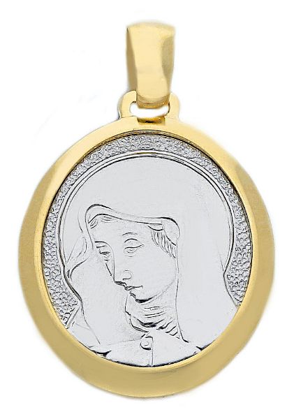 Immagine di Medaglia Madonna Addolorata gr 2,4 oro bicolore 18k