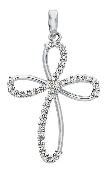 Immagine di Croce a fiore donna gr 1,95 oro bianco 18k e zirconi
