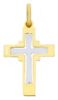 Imagen de Cruz doble gr 1,45 oro blanco / amarillo macizo 18k