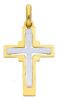 Imagen de Cruz doble gr 1,45 oro blanco / amarillo macizo 18k