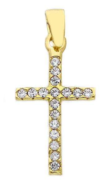 Imagen de Cruz joyería gr 1,1 oro amarillo 18k y zircones para mujer