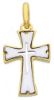 Imagen de Cruz doble gr 3,3 oro blanco / amarillo macizo 18k