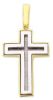 Imagen de Cruz doble recta gr 10,7 oro blanco / amarillo macizo 18k