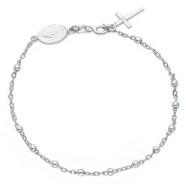 Picture of Silver 925 Miraculous Medal Rosary Bracelet with Cross