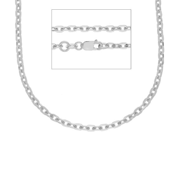 Immagine di Catena Classica Maglia Specchio Oro bianco 18 kt cm 60 (23,6 inches) Unisex Donna Uomo