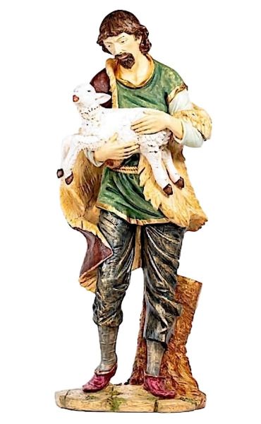 Immagine di Pastore con pecora Presepe Fontanini 180 cm resina grandezza naturale da esterno