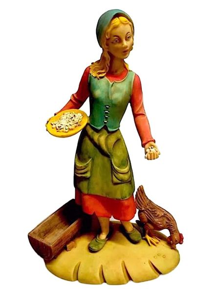 Immagine di Donna con gallina Presepe Pellegrini 30 cm resina da esterno