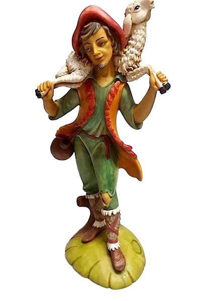 Immagine di Pastore con pecora sulle spalle Presepe Pellegrini 30 cm resina da esterno