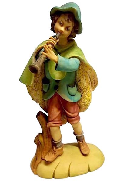 Immagine di Pastore con Piffero Presepe Pellegrini 30 cm resina da esterno
