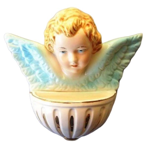 Imagen de Ángel de la Guardia Pila Agua Bendita 15 cm cerámica Deruta