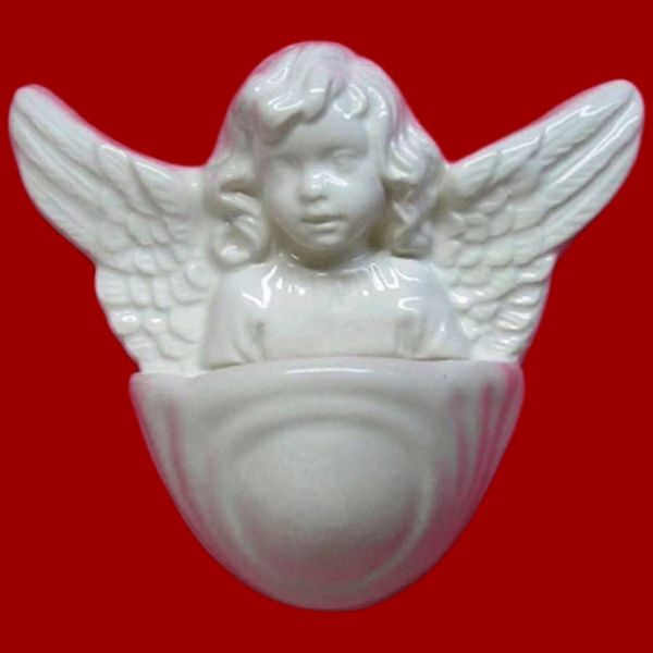 Imagen de Ángel de la Guardia Pila Agua Bendita 10 cm cerámica Deruta