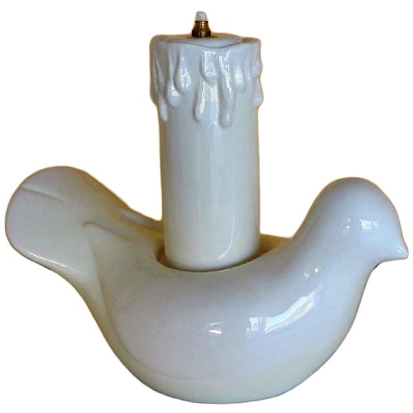 Imagen de Paloma con Vela votiva aceite y cera líquida 25 cm cerámica Deruta