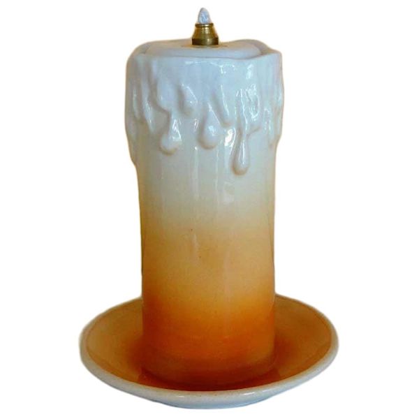 Immagine di Candela votiva arancione olio e cera liquida 11x15 cm ceramica Deruta