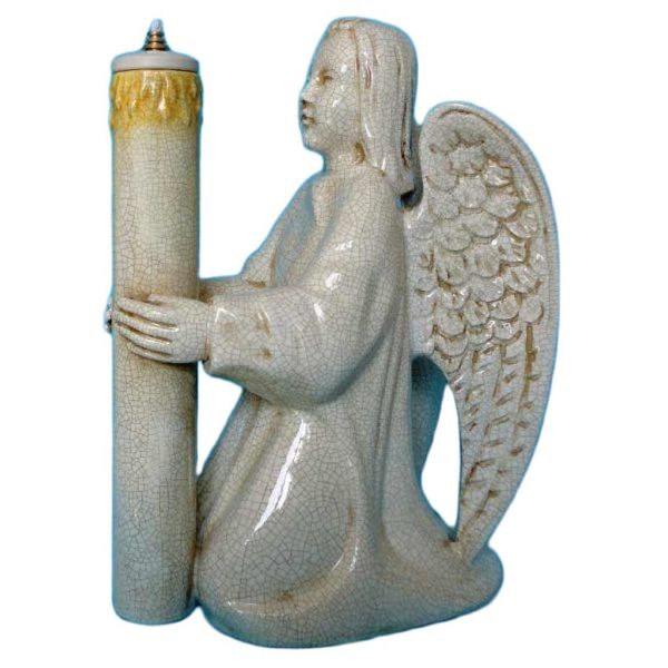 Imagen de Lámpara Ángel de la Guardia craquelé aceite y cera líquida 30 cm cerámica Deruta