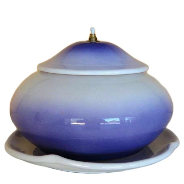 Immagine di Lampada da altare viola tonda olio e cera liquida 21 cm ceramica Deruta