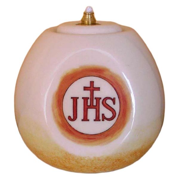 Picture of oil & liquid wax votive Lamp 12x11 cm (4,7x4,3 inch) JHS Symbol Deruta ceramic