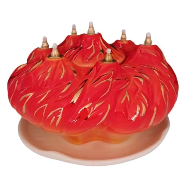 Picture of 7-Flames oil & liquid wax votive Lamp 25 cm (9,8 inch) Fire Deruta ceramic gold finish 
