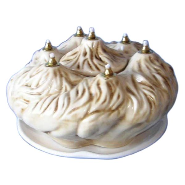 7-Flames ivory oil & liquid wax votive Lantern 25 cm (9,8 inch) Fire Deruta  ceramic | Vaticanum.com