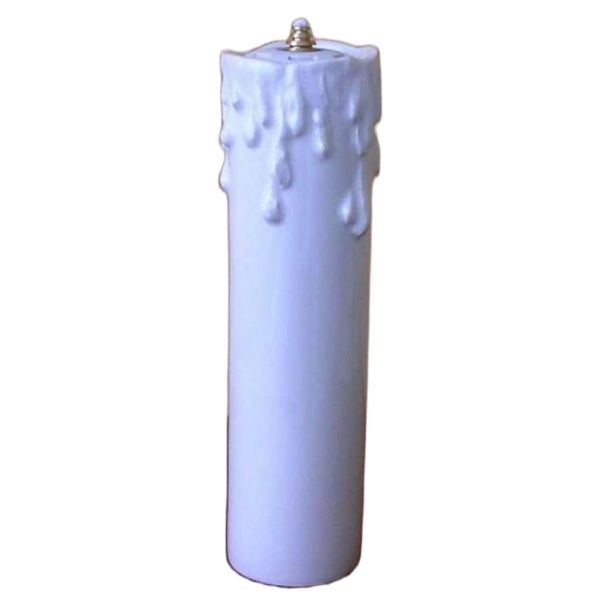 Immagine di Set 4 Candele bianche da Altare olio e cera liquida 6,2x23 cm ceramica Deruta