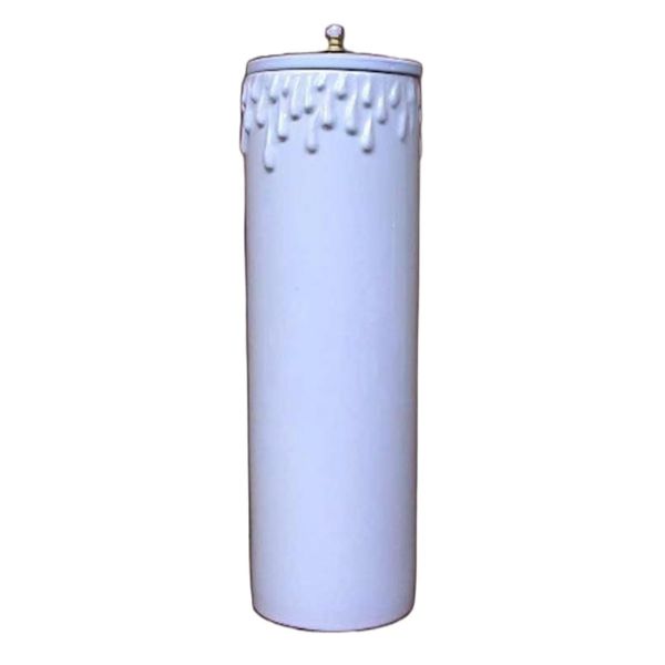Immagine di Set 4 Candele bianche da Altare olio e cera liquida 8x25 cm ceramica Deruta
