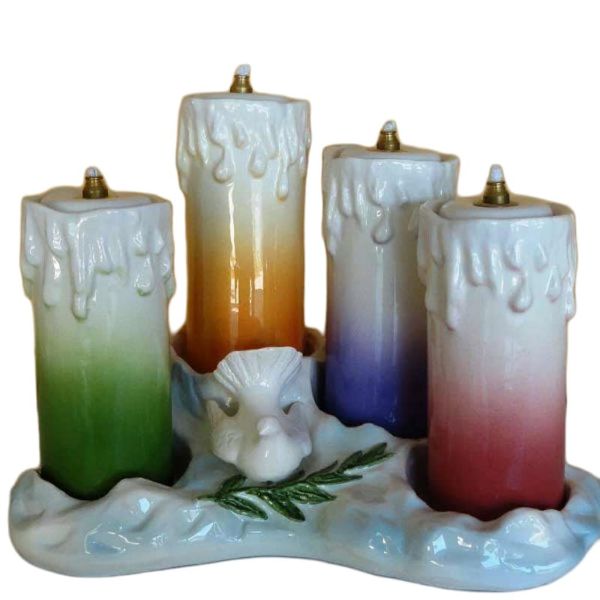 Immagine di Set 4 Lampade da altare olio e cera liquida 19x27 cm ceramica Deruta colori liturgici